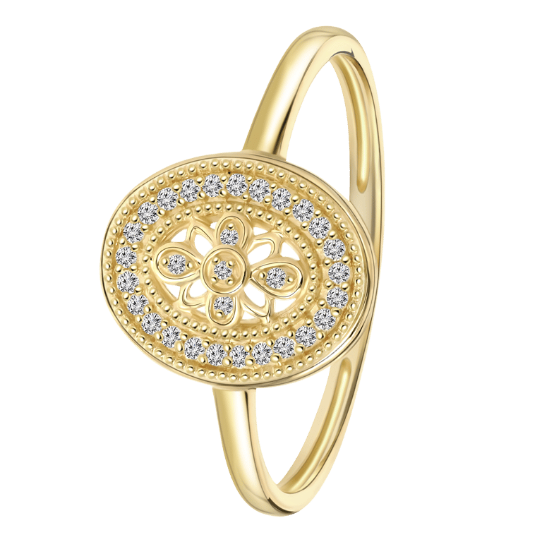 Ring, 585 Gelbgold, mit 30 Diamanten, 0,07 ct