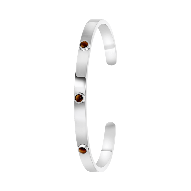 Gerecycleerd stalen armband bangle met tiger eye stenen