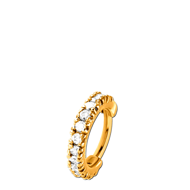 Stainless steel goldplated traguspiercing met zirkonia voor dames