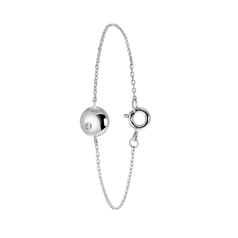 Silberarmband, runder Anhänger mit Zirkonia