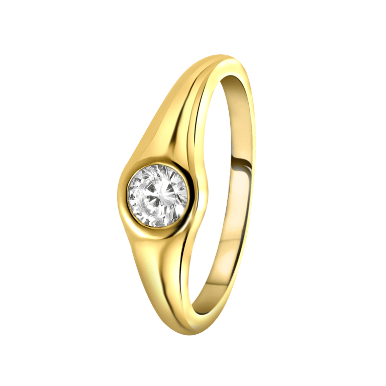 Zilveren goldplated ring met zirkonia voor dames
