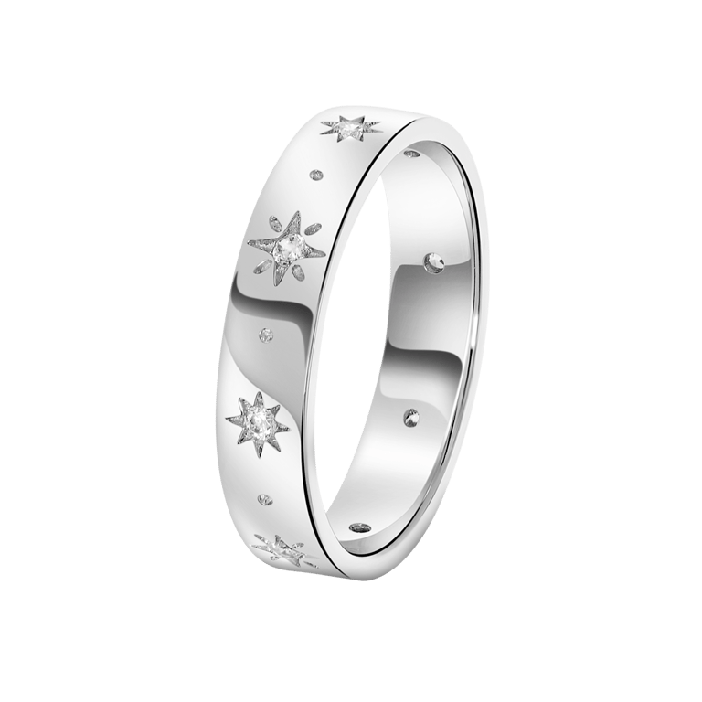 Ring aus 925 Silber, Sterne der Galaxis mit Zirkonia