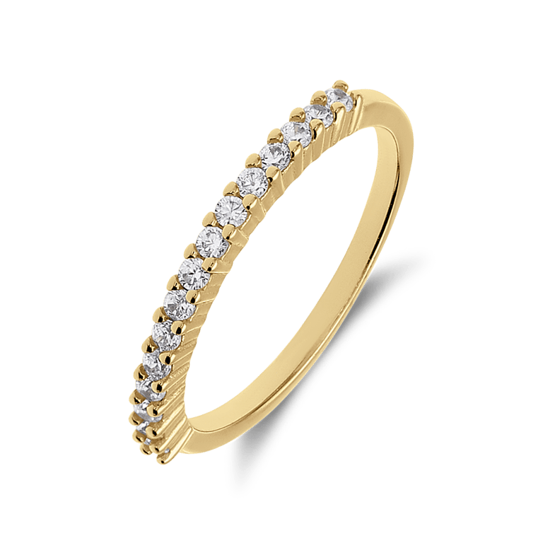 925 Silber-Ring, vergoldet, mit einer Reihe Zirkonia-Besatz