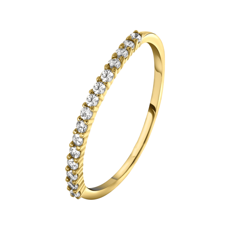 Zilveren ring goldplated met rij zirkonia