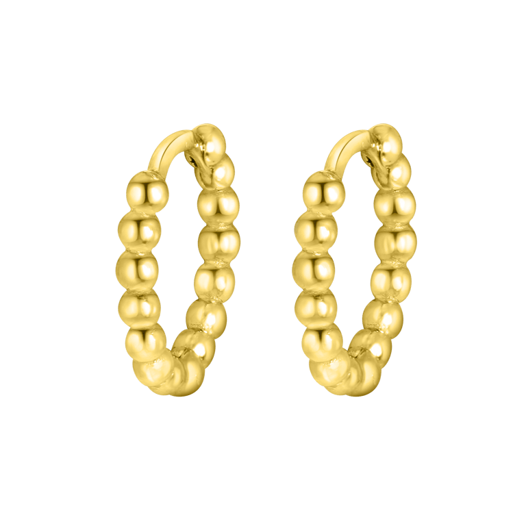 Zilveren goldplated oorringen met bolletjes voor dames