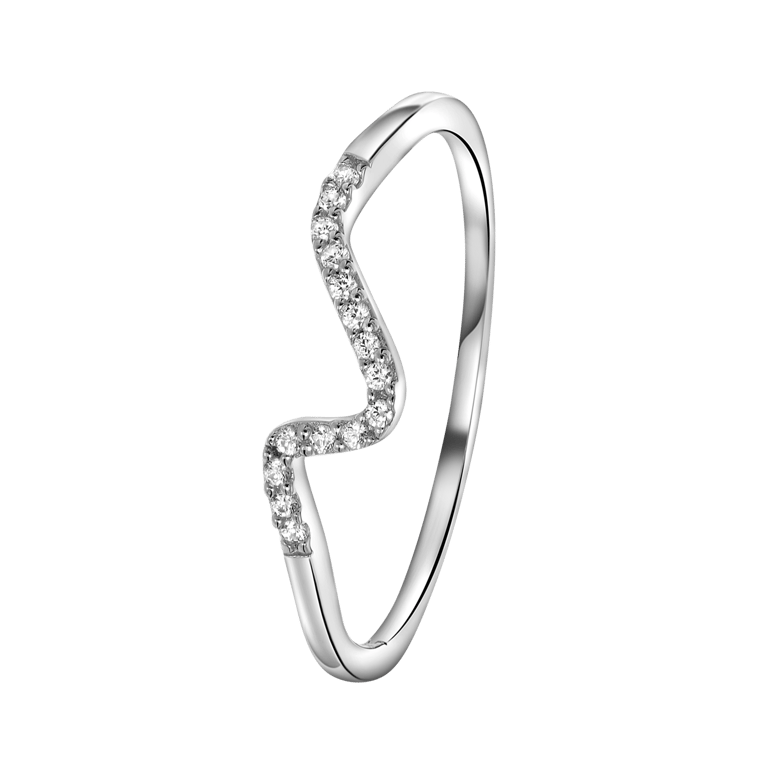 Ring, 925 Silber, Welle mit Zirkonia