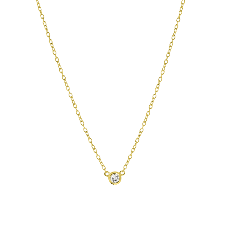 Kette und Anhänger aus 925 Silber, vergoldet, mit Zirkonia