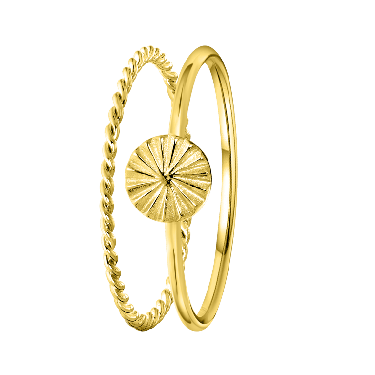Ring aus 925 Silber, vergoldet, 2-teilig, Scheibe/Dreheffekt