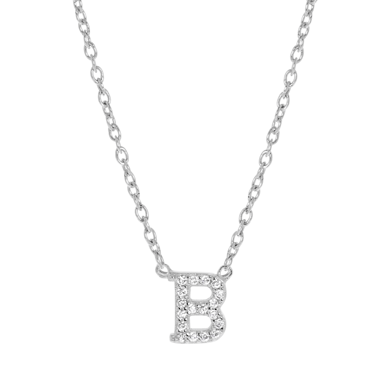 Kette & Anhänger, 925 Silber, Buchstabe mit Zirkonia