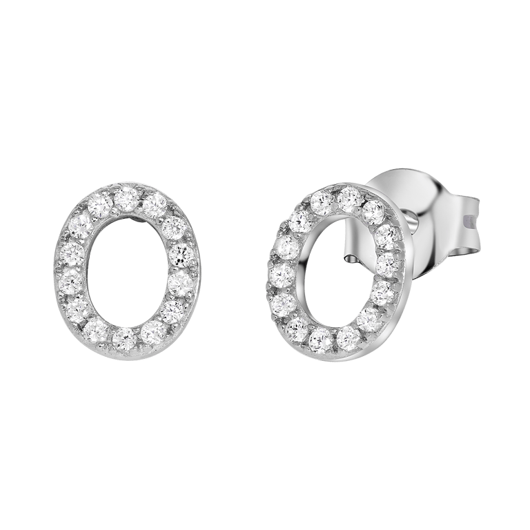 Ohrringe, 925 Silber, Buchstabe mit Zirkonia