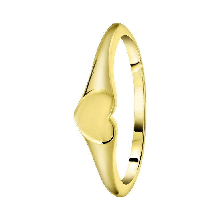 Zilveren goldplated zegelring hart voor dames