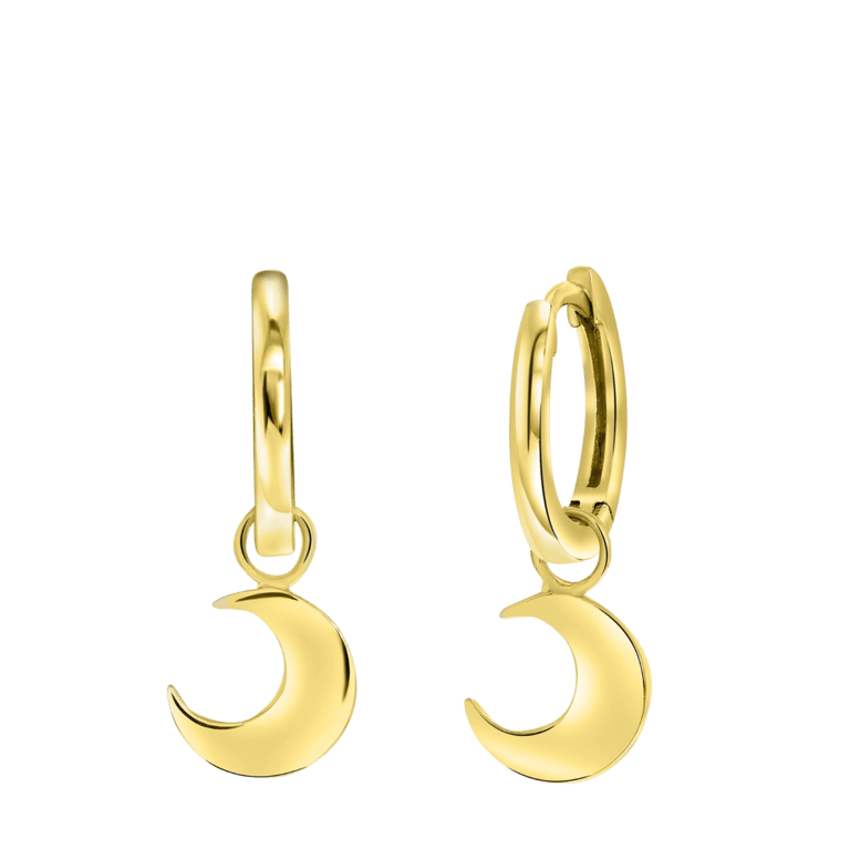 Zilveren goldplated oorringen galaxy maan voor dames