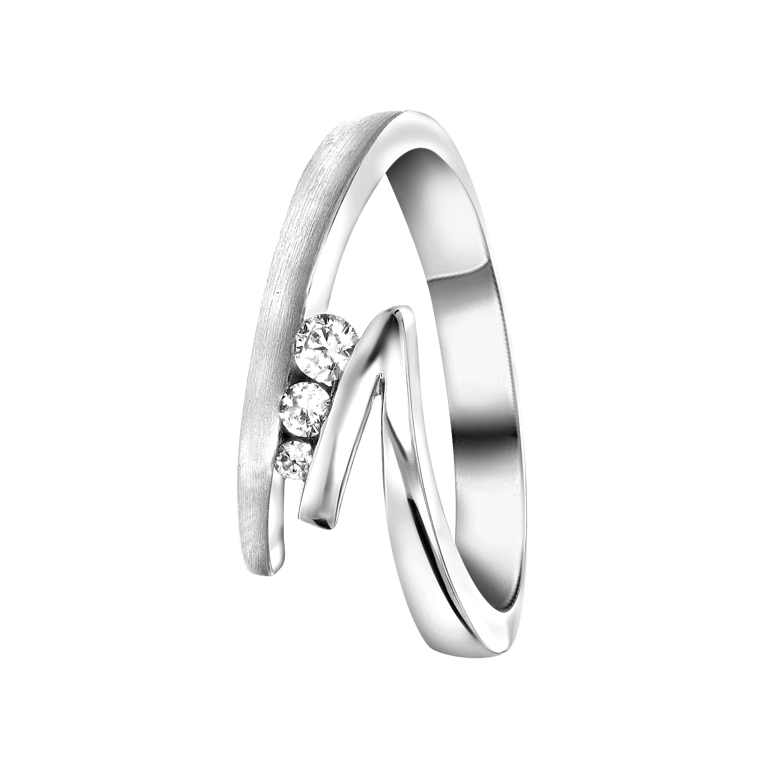 Zilveren ring mat/glans met zirkonia