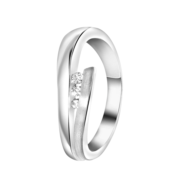 Zilveren ring mat/glans met zirkonia