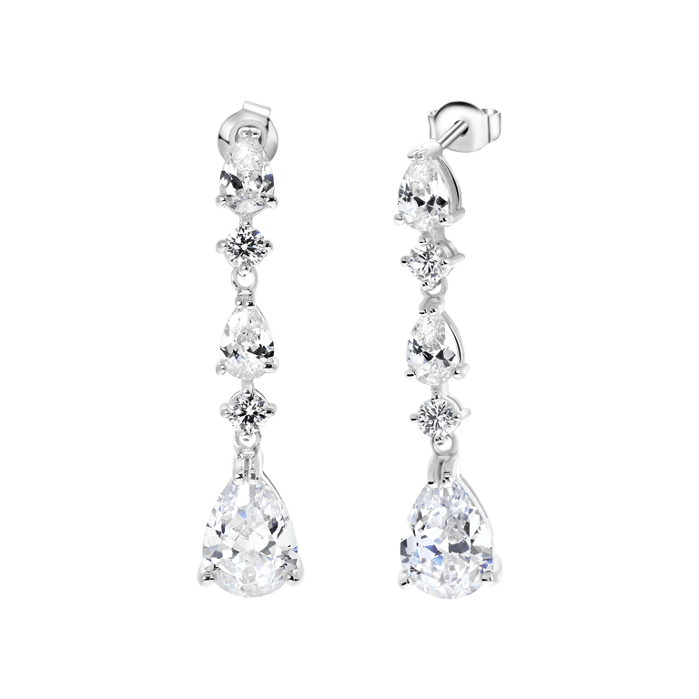 Ohrringe, 925 Silber, Tropfen mit Zirkonia