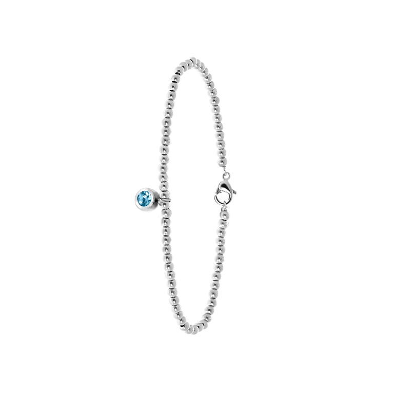 Armband aus Edelstahl, Kugel/rund, blau-grüner Kristall