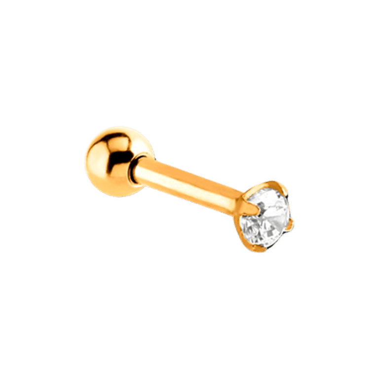 Stainless steel goldplated helixpiercing met zirkonia voor dames