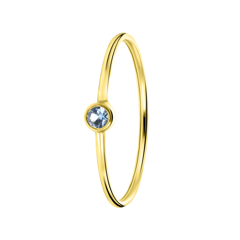 Ring, 585 Gelbgold, hellblauer Zirkonia