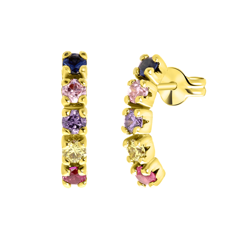 Ohrringe, 585 Gelbgold, bunte Zirkonia