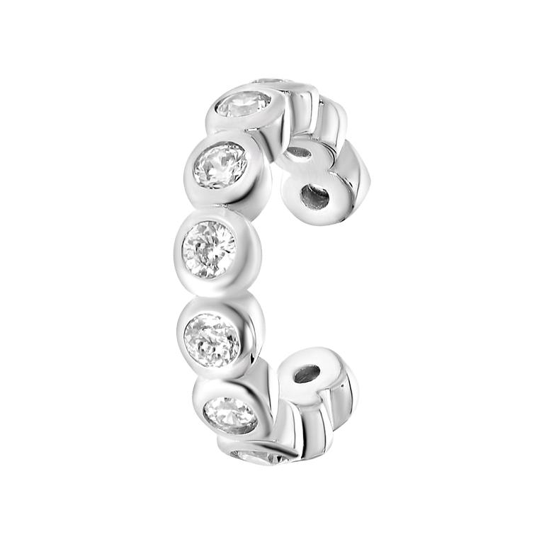Zilveren earcuff ronde zirkonia