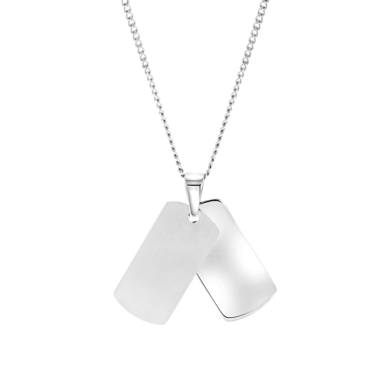 Gerecycled stainless steel ketting met hanger 2 platen voor heren