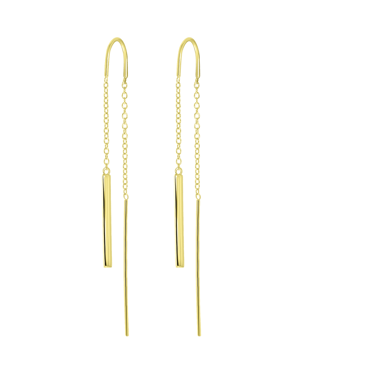 Durchzieher-Ohrringe, 925 Silber, vergoldet, Steg
