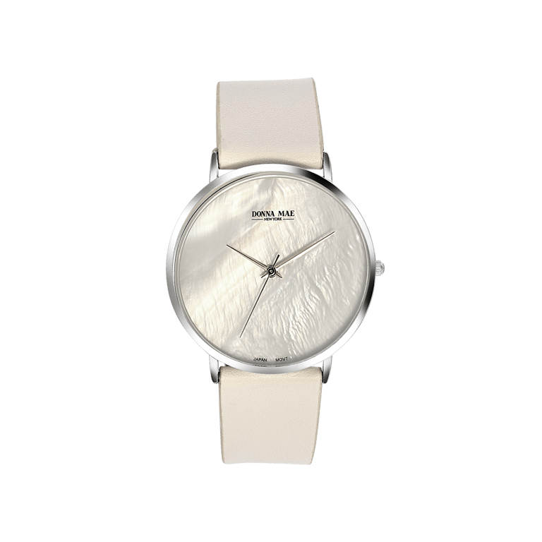 Donna Mae horloge met witte leren band