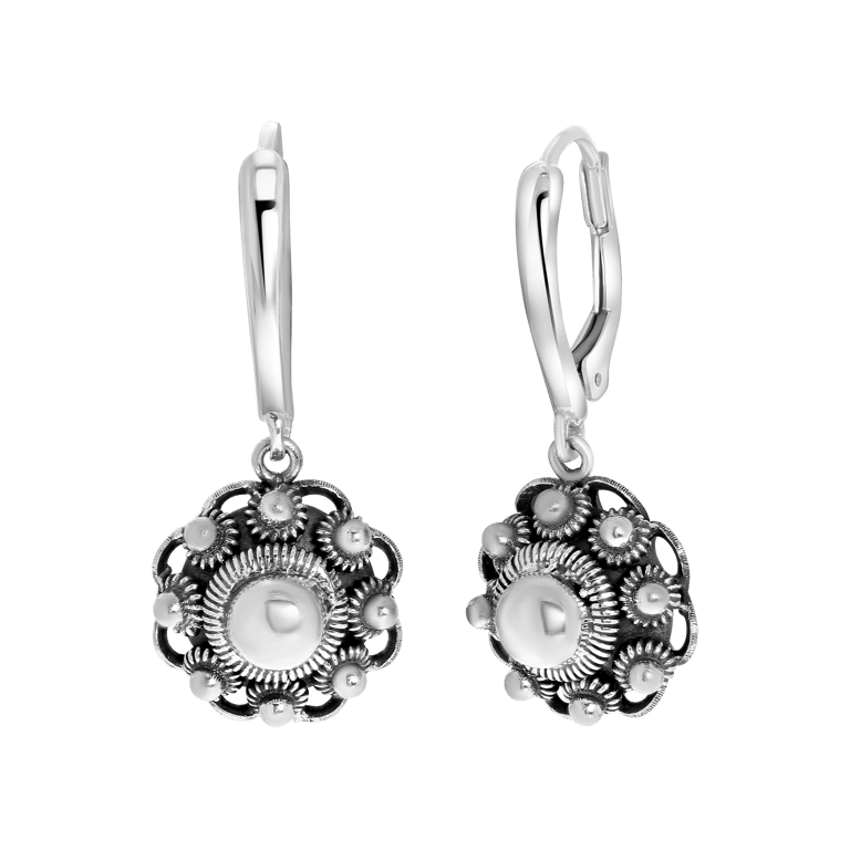 Ohrringe, 925 Silber, Zeeland-Knopf, 12 mm