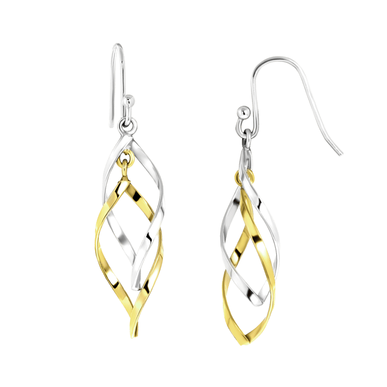 Zilveren goldplated oorringhangers voor dames