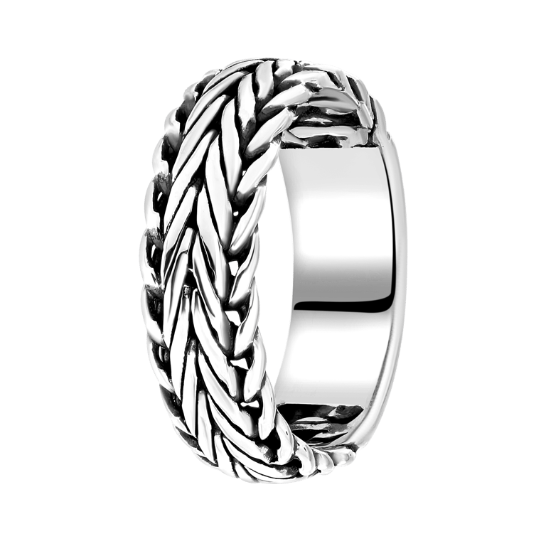 Zilveren ring Bali vossenstaartschakel