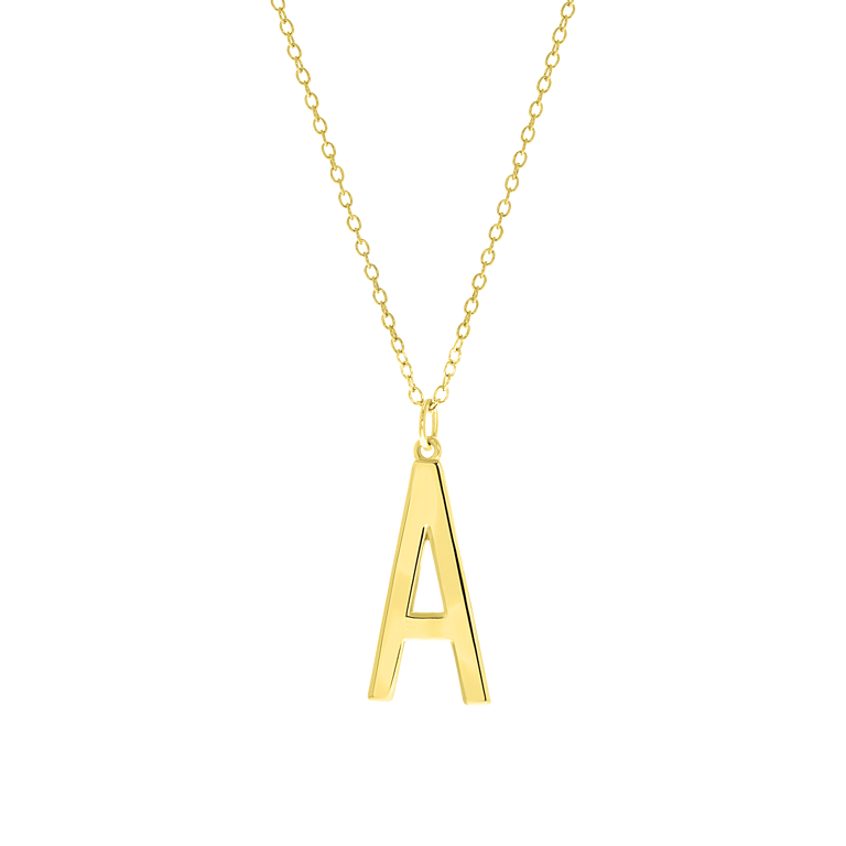 Zilveren ketting&hanger goldplated alfabet