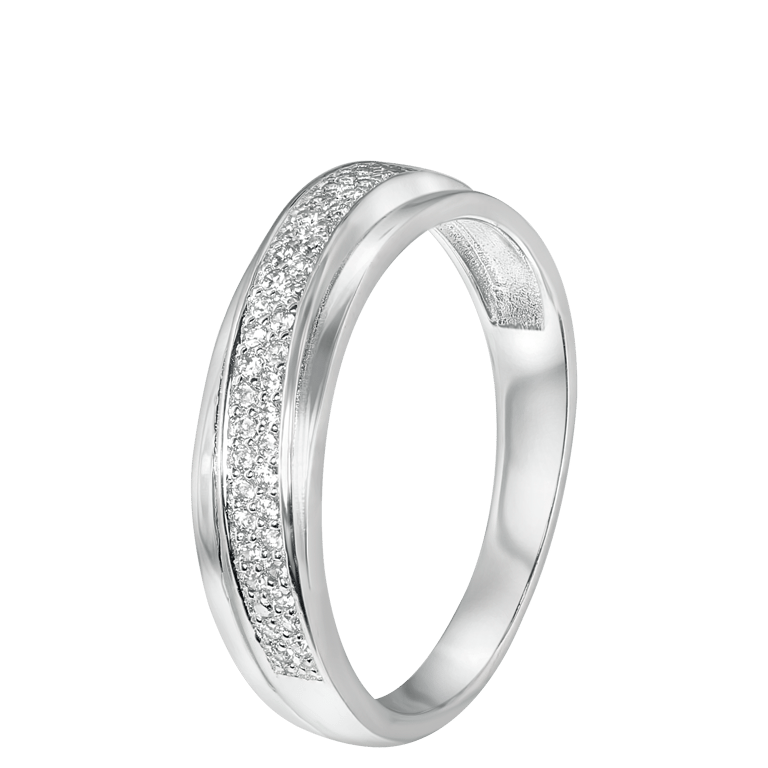 Rhodinierter Silberring mit Zirkonia