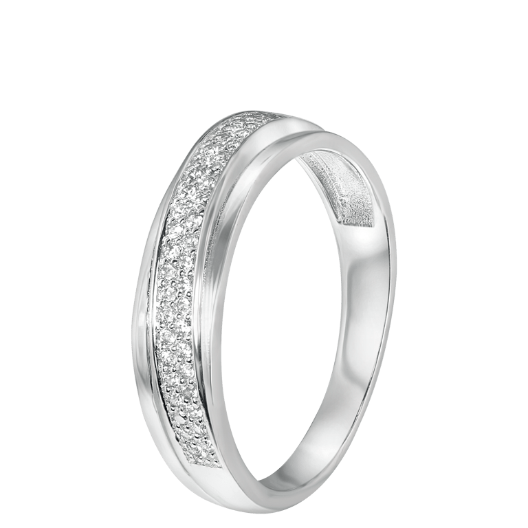 Zilveren ring rhodiumplated met zirkonia