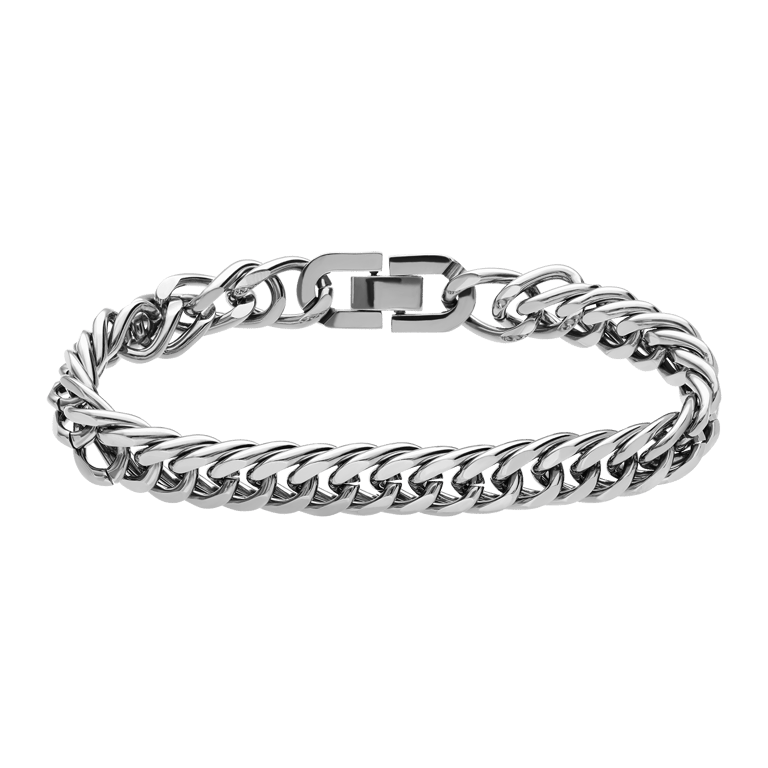 Stalen herenarmband gourmetschakel