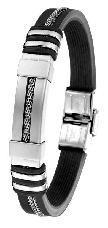 Stalen herenarmband zwart silliconen