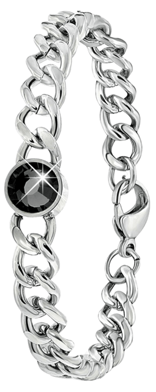 Edelstahlarmband, Kettenglied, mit schwarzem Zirkonia