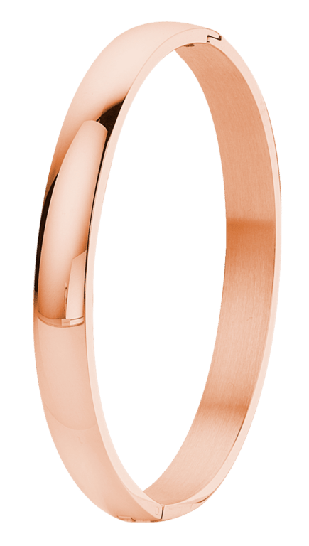 Stalen roséplated bangle 8mm voor dames