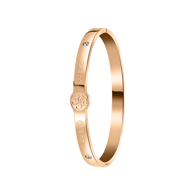 Guess stalen roséplated bangle met kristal voor dames