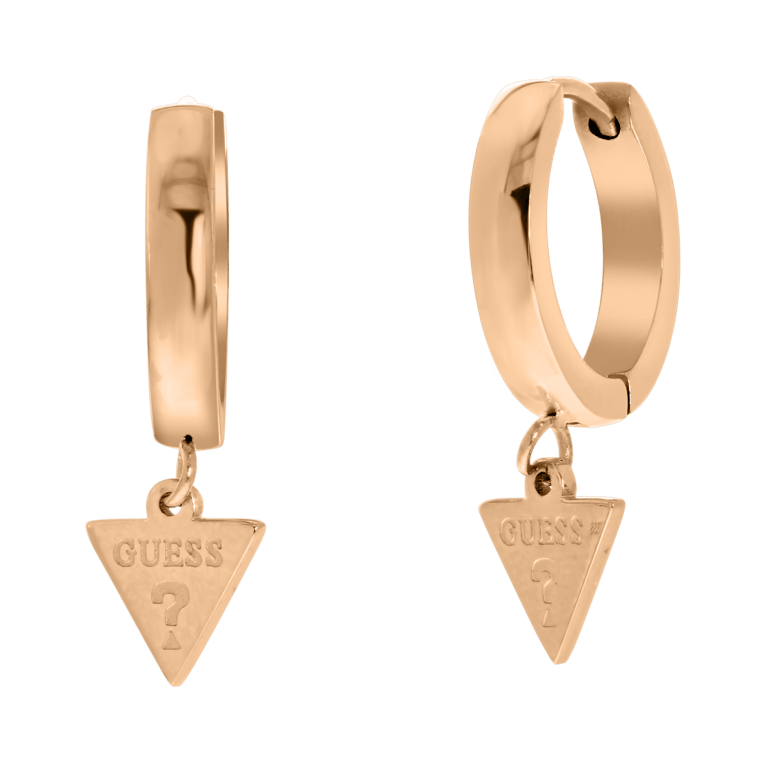 Guess stalen roseplated oorbellen triangle 15mm