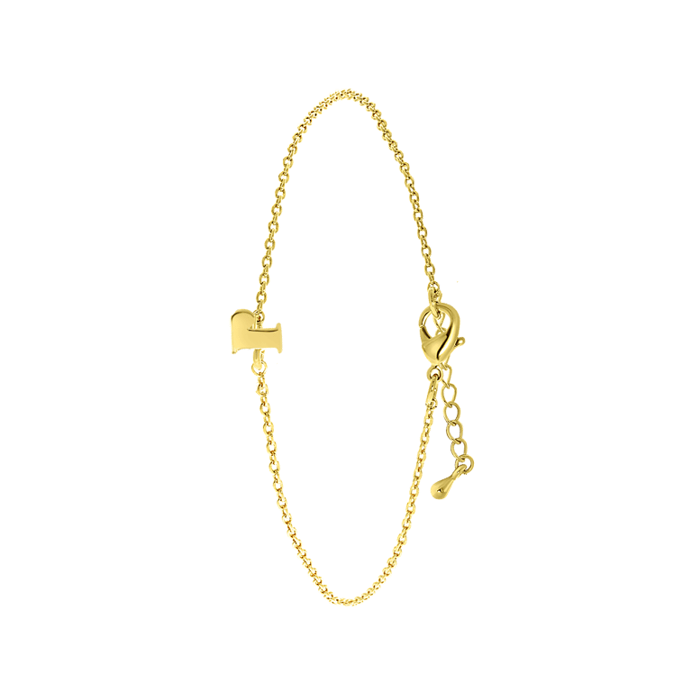 Goldplated armband met letterhanger voor dames