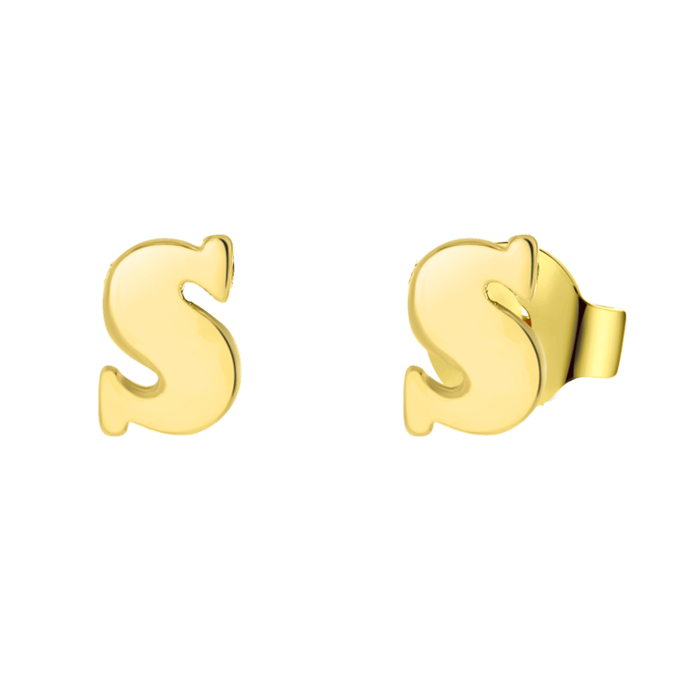 Vergoldete Ohrringe, Buchstabe