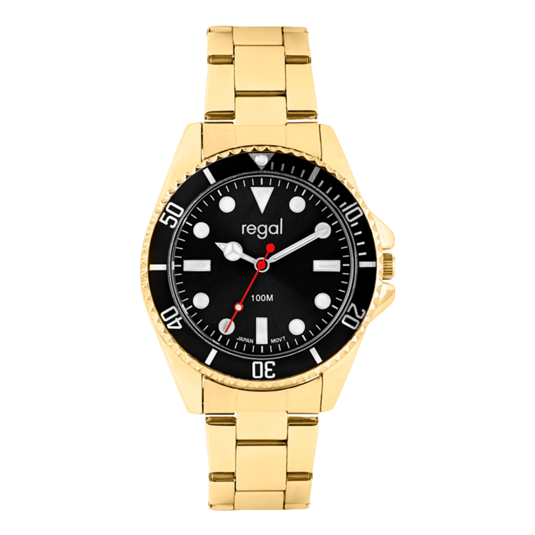 Regal Herren-Armbanduhr mit goldfarbenem Edelstahlarmband