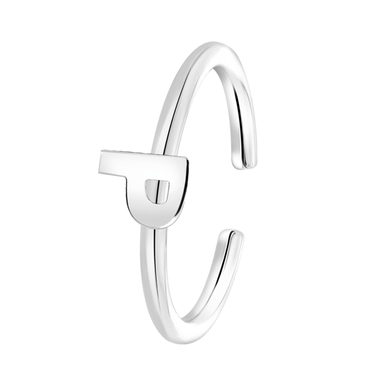 Zilveren kinderring alfabet