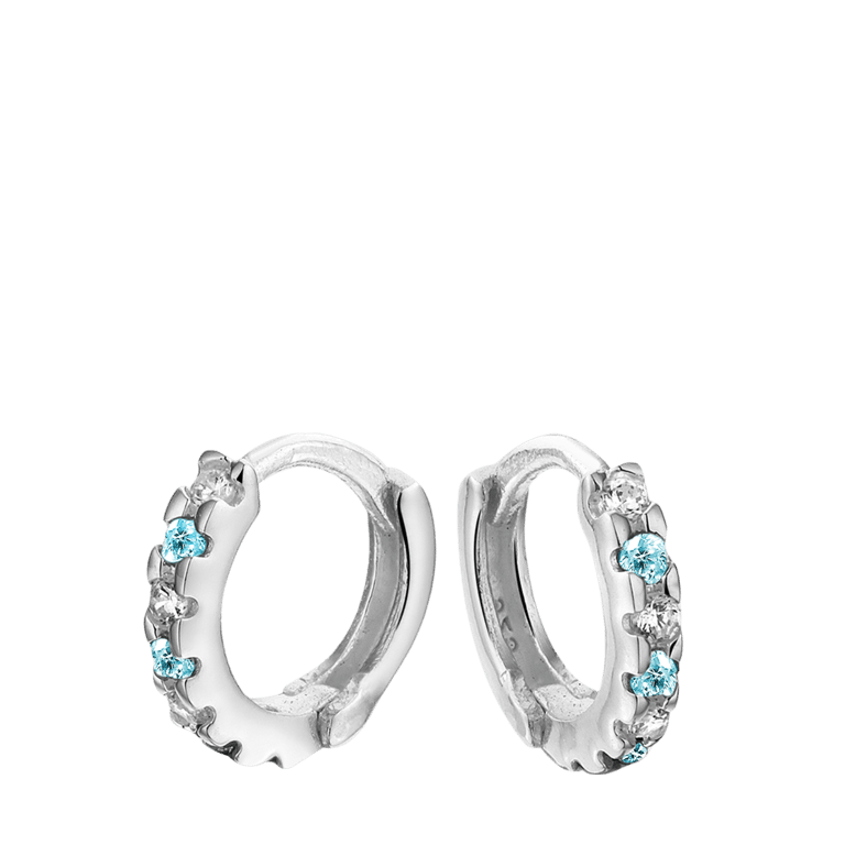 Kinderohrringe in 925 Silber, Zirkonia, weiß/Aqua