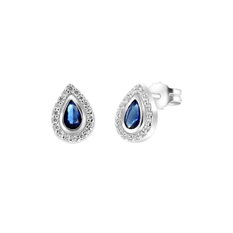 Ohrringe aus 925 Silber, Tropfen mit blauem Zirkonia