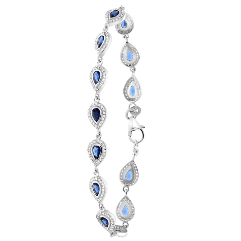 Armband, 925 Silber, Tropfen mit blauem Zirkonia