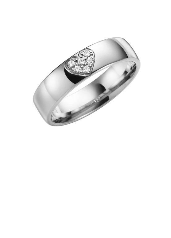 14-karätiger Trauring, Diamant, Weißgold, Pfingstrose H76W