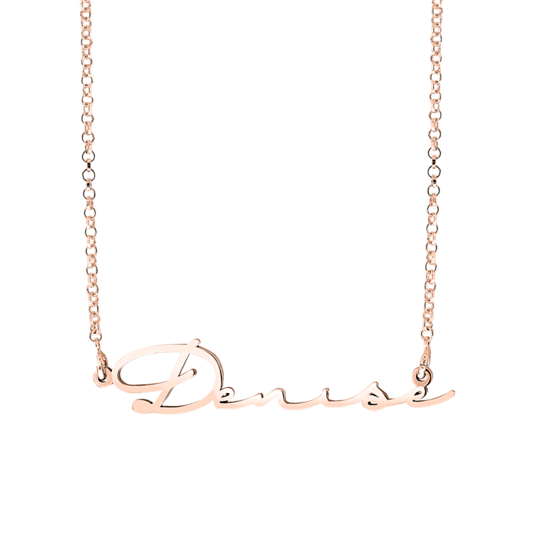 Zilveren roséplated naamketting voor dames