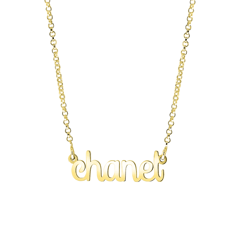 Zilveren goldplated naamketting voor dames