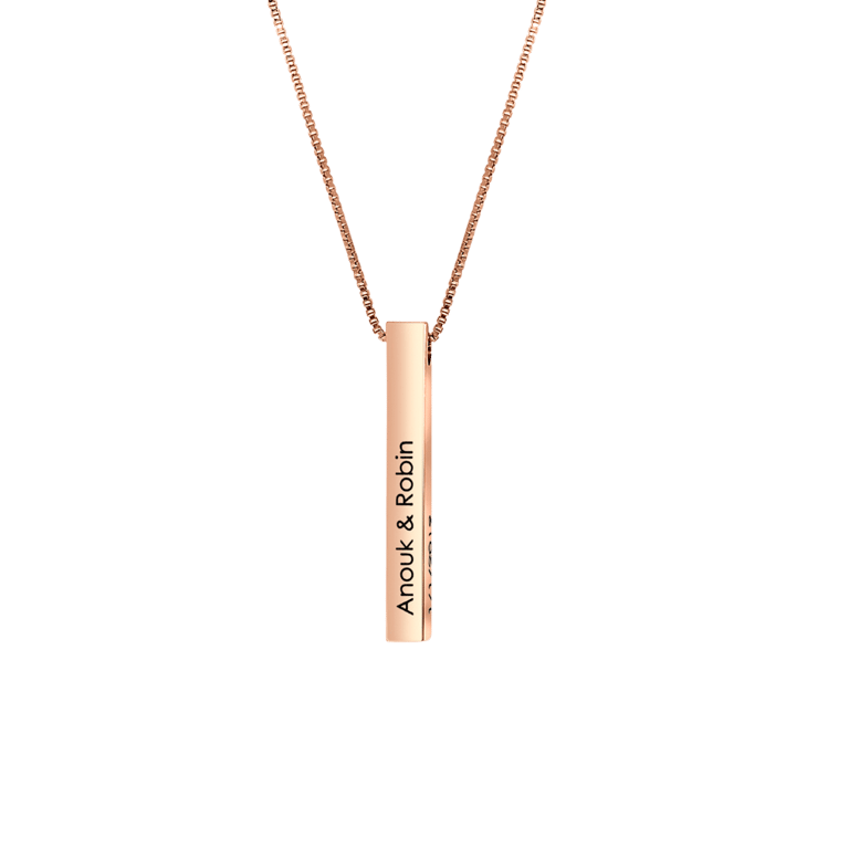 Zilveren roséplated naamketting met hanger voor dames